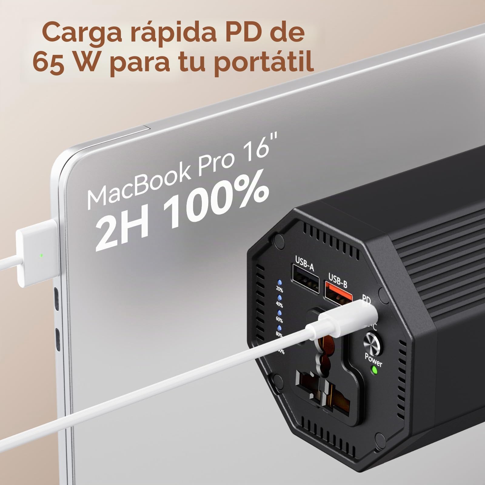 Powerstation 98wh Batería externa con enchufe de 100 W CA, cargador portátil con conector USB, cargador de viaje universal para ordenador portátil, MacBook Pro, portátil, GoPro, tableta, teléfono