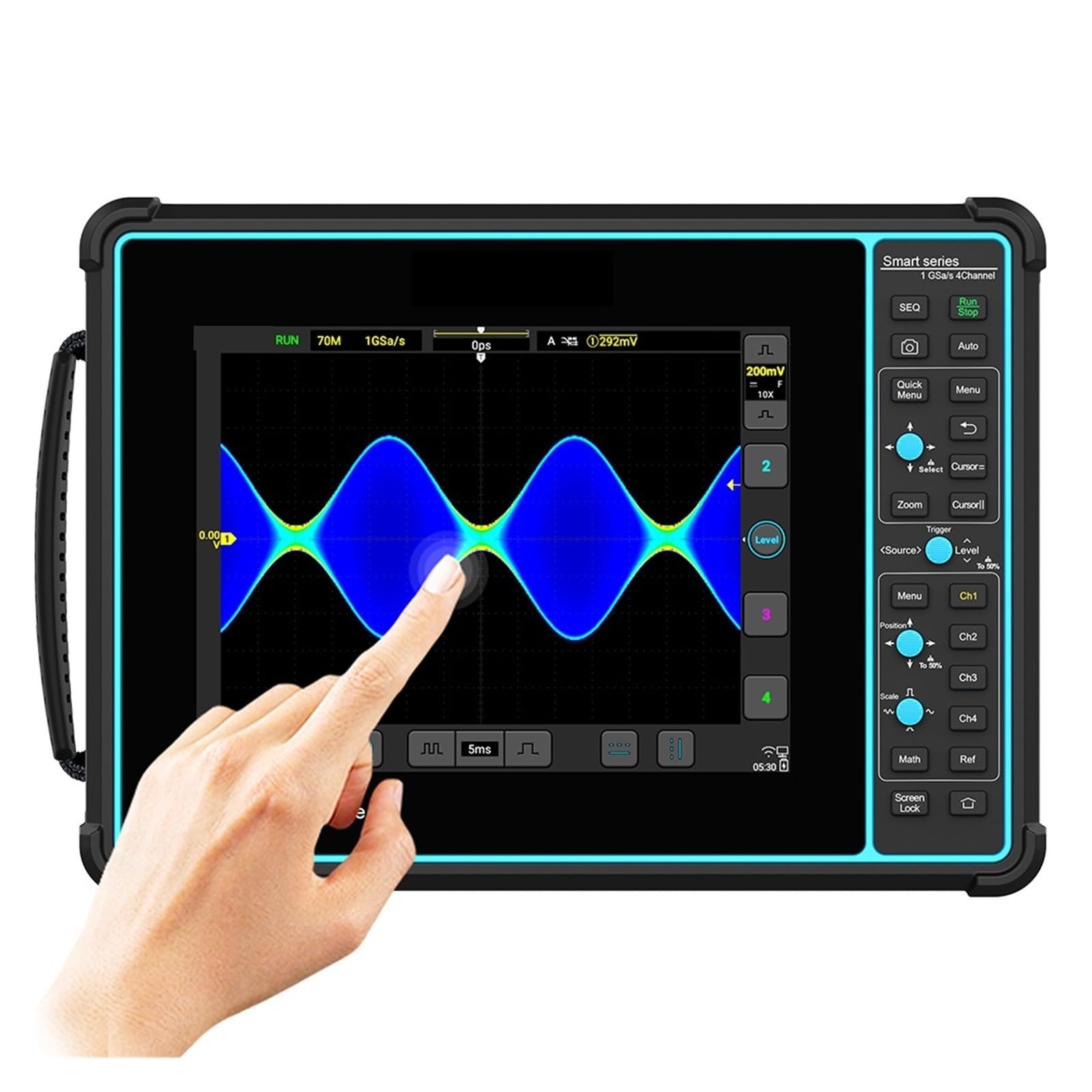Osciloscopio digital Nuevo Osciloscopio Digital for tableta inteligente, 4 canales, 1G Sa/S, frecuencia de muestreo, pantalla táctil de 8 pulgadas, ancho de banda de 100 MHz,(With Bag)