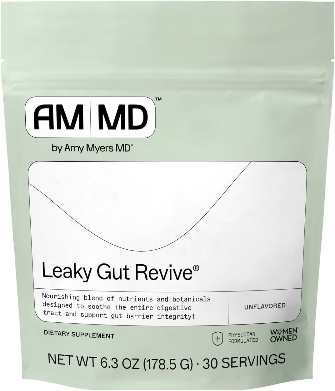 Amy Myers MD Leaky Gut Revive - Gluten-Free & Non-Dairy - Botanical Blend for Healthy Gut Support - GI Health Support with Prebiotic Fiber, Slippery Elm Bark & Marshmallow Root - 6.3 oz (30 Servings)