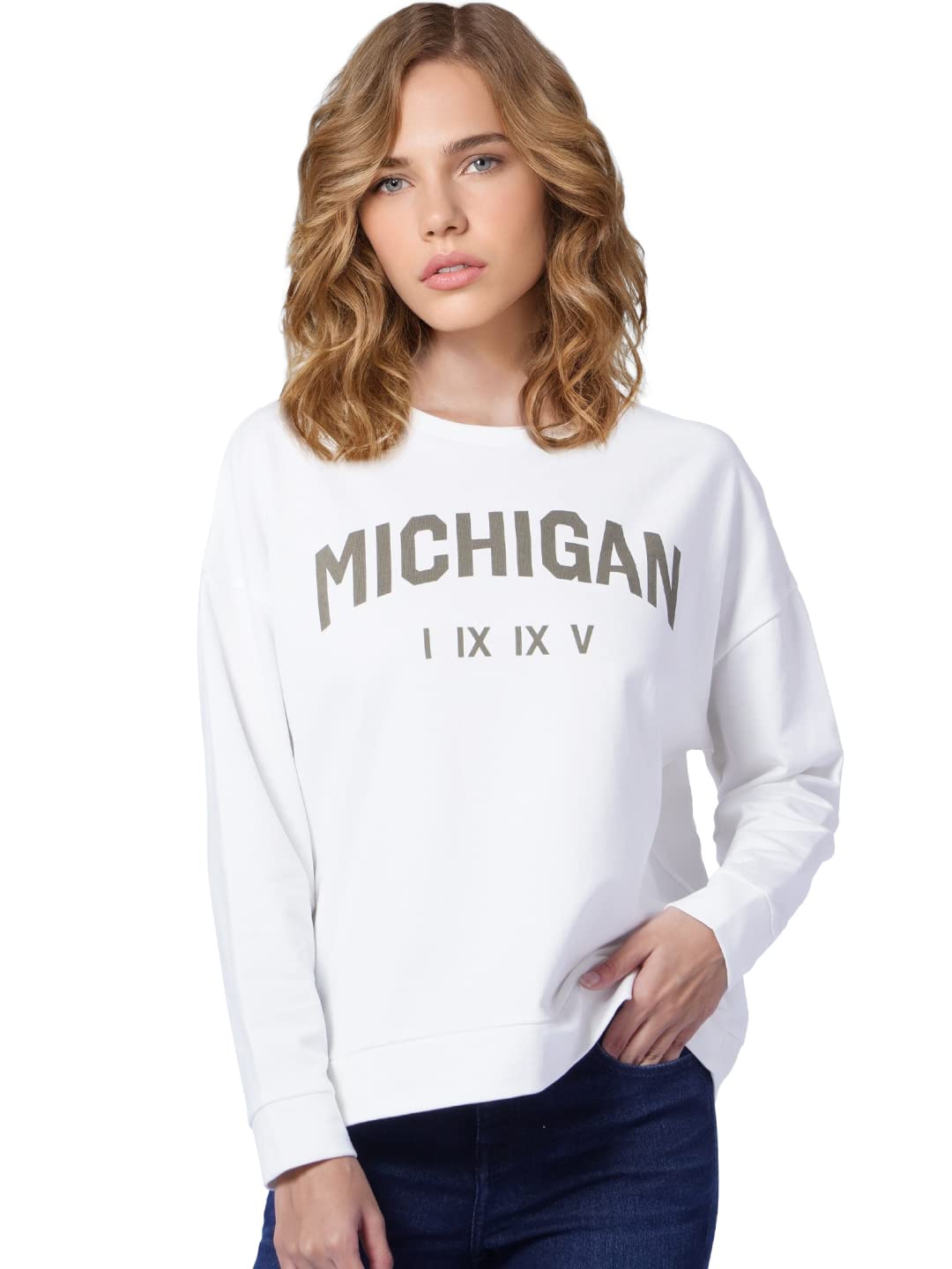 ONLY Women's Cotton Round Neck Sweatshirt