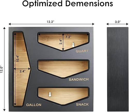 Miniatura 5 de Cozee Bay Organizador de almacenamiento de bolsas de bambú para cajón de cocina, organizador de bolsas, compatible con bolsas de tamaño variado de