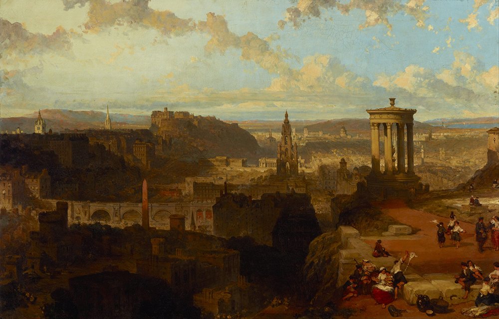 Lámina decorativa Edimburgo David Roberts, póster mate mediano de paisaje histórico