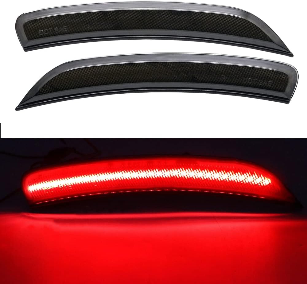 Red Front Wheel Arch LED Side Marker Light Smoke Lens, 2015-2017 Compatible with Chrysler 200, Replace OEM Rear Sidemarker Lamps