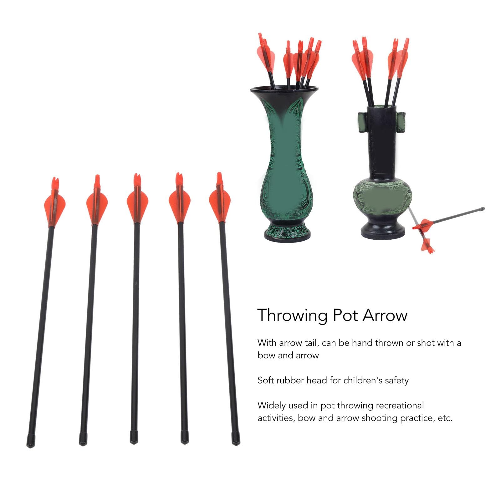 RiToEasysports 5 Pcs Handmade Arrow, 41cm Throwing Pot Outdoor Recreational Equipment Soft Rubber Tips for Outdoor Play Cosplay Costume Decoration