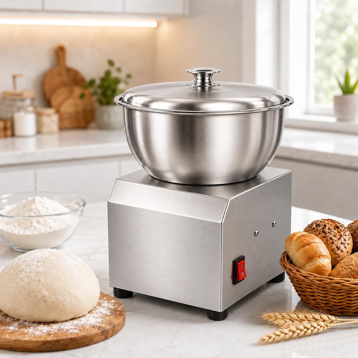 Pétrin à Spirale 8KG 1800W Acier INOX Pizza Pain 3KG