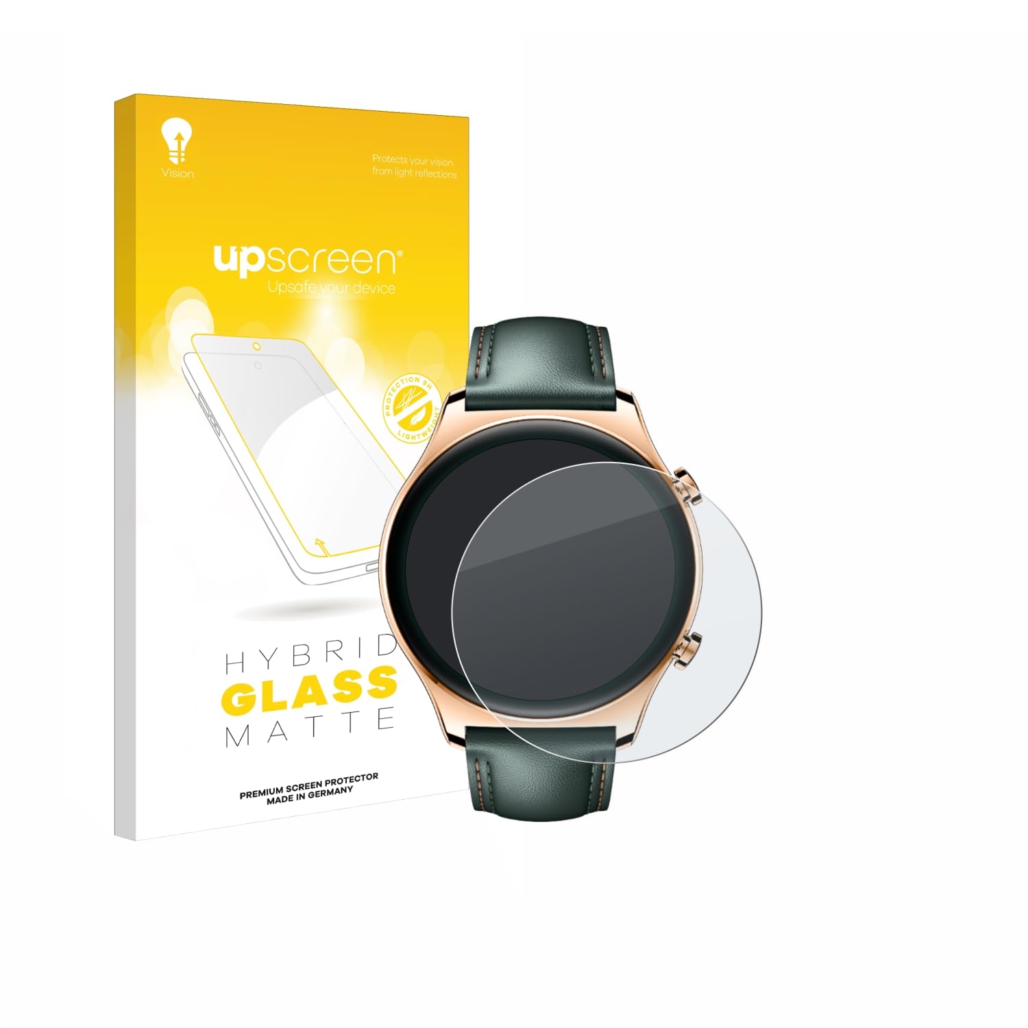 upscreen Matte Screen Protector Glass Film compatible with Honor Watch GS 4 - Anti-Glare, Anti-Fingerprint, 9H Glass Protection, 1-Pack