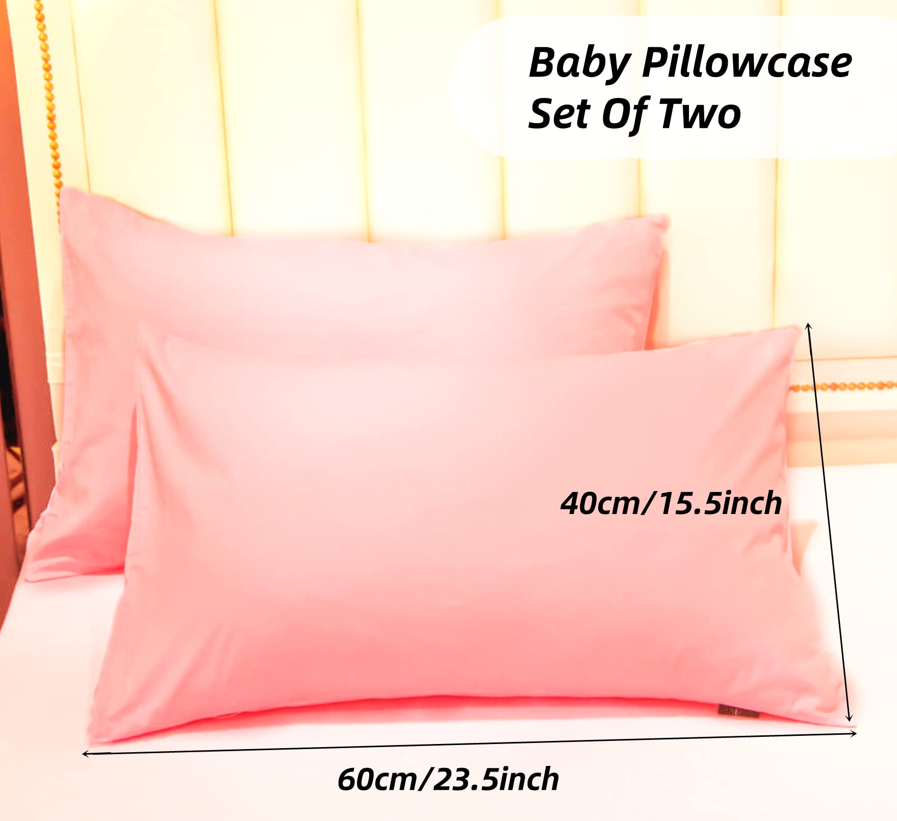 Baby Amabc Children's Cushion Cover 40x60 cm Set 100% Pure Cotton, Decorative Pink Perfect for a Pillow Cot Girls - Image 2