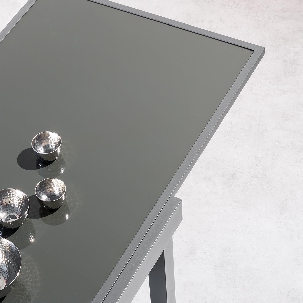 Hespéride - Mesa de jardín Extensible Piazza, Gris Grafito - 10 plazas - Aluminio Inoxidable, Vidrio Templado - Mobiliario de Exterior con extensión Deslizante