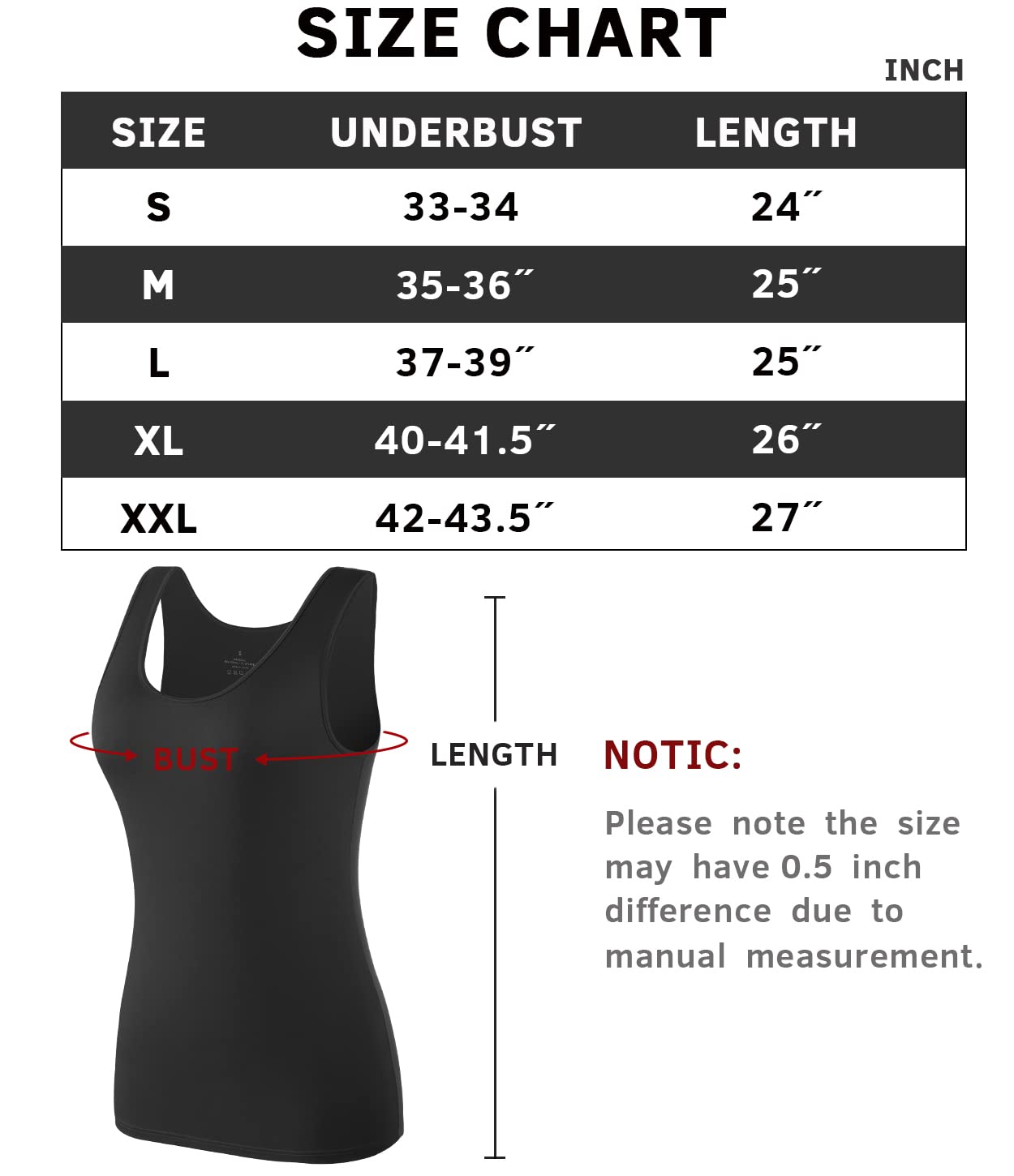 Knuffnee Damski podkoszulek ze stretchu, basic, tank top, do treningu, 4 sztuki w opakowaniu