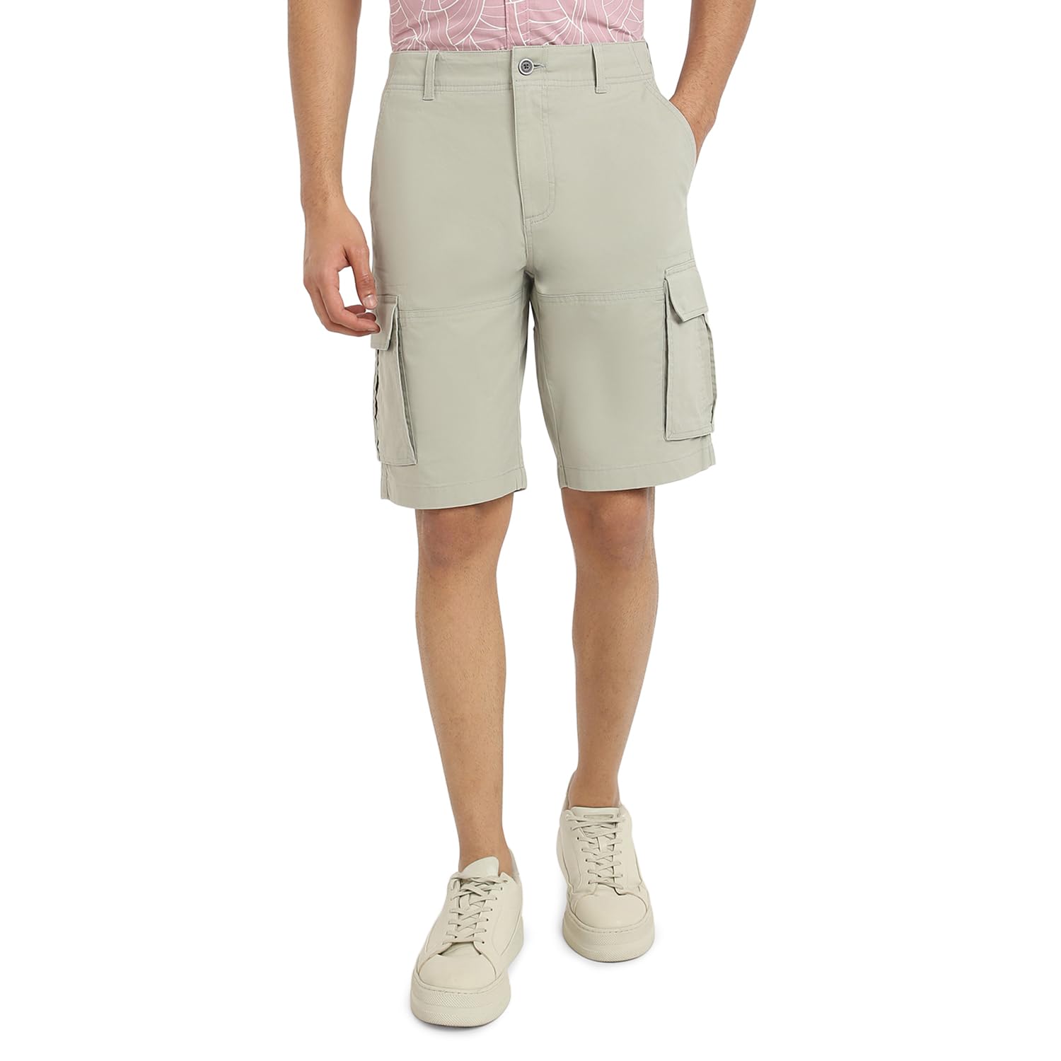 Parx Men Regular Fit Solid Pattern Cotton Blend Flat Front Casual Shorts-image-28