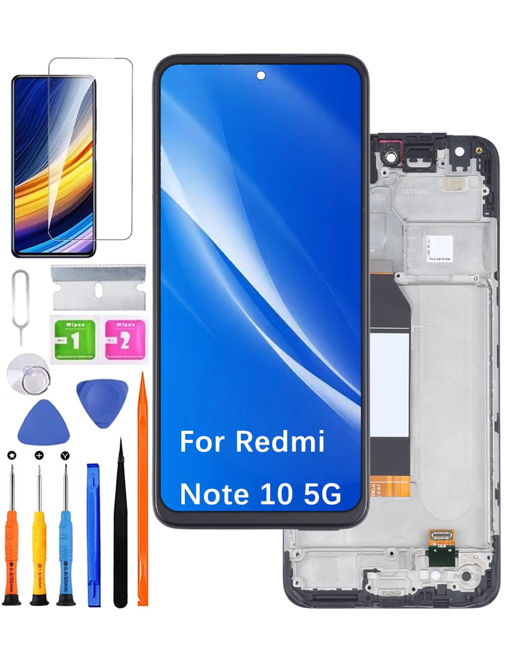 Display originale di ricambio per Xiaomi Redmi Note 10 5G / Note 10T 5G LCD schermo, per Xiaomi Poco M3 Pro 5G Display Touch Digitizer Assembly Kit di riparazione (nero con cornice)