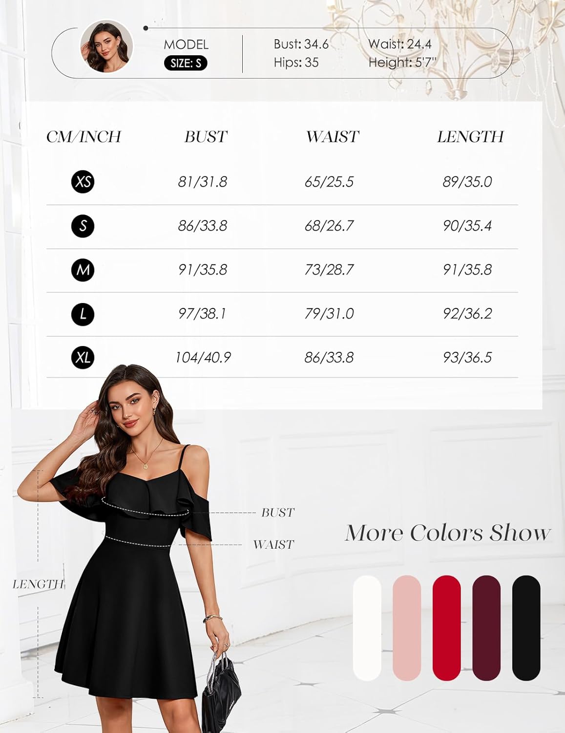 Bbonlinedress Off The Shoulder Womens Cocktail Dress, Spring Summer Formal Wedding Guest Bridal Shower Prom Teens Mini Dress - Image 6
