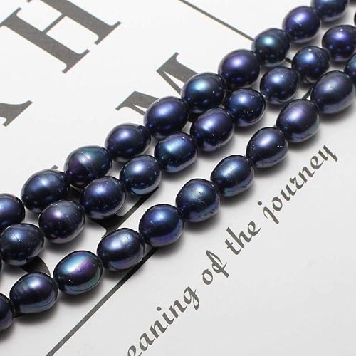 Miniatura 4 de Natural Pearl Beads Dark Blue 9-10mm Freshwater Cultured Loose Gemstone Beads Pearl Potato for DIY Jewelry Making 15 InchStrand