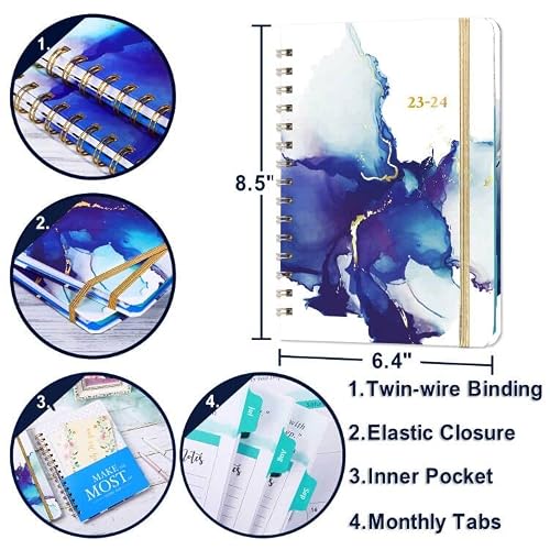 2023-2024 Planner - Academic Planner 2023-2024, July 2023 To June 2024, Weekly And Monthly Planner 2023-2024, 8.4" X 6.3", Hardcover With Back Pocket + Thick Paper + Twin-Wire Binding - Waterink #TOP5