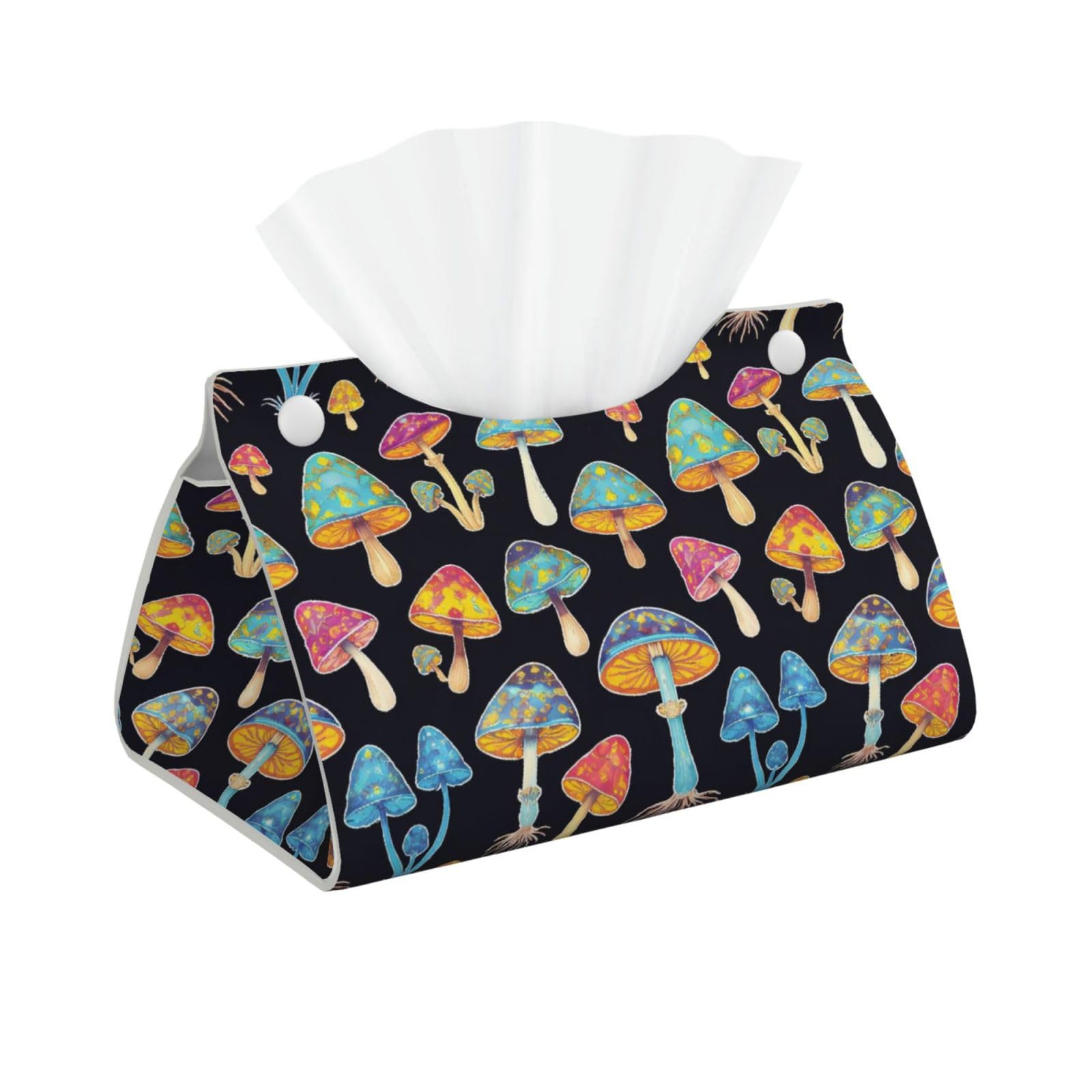 Colorful Neon Mushrooms Long Tissue Box Cover Holder Home Decor Aesthetic 7.87'' x 5.12'' x 0.98''