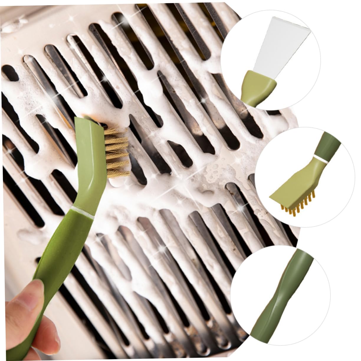 Unomor Cooking Utensil Double-Ended Brush Kitchen Scrubber Stove Cleaner Dishwasher Accessory Comfortable to Hold