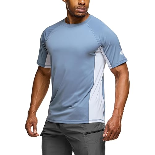 TSLA Men's Rashguard Swim Shirts, UPF 50+ Protection Quick Dry, Stretch Comfort Fit, Flatlock Seams, Outdoor & Water Sports