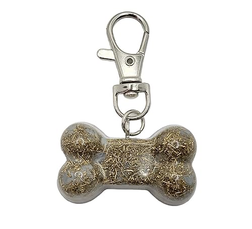 Hubbering Fur Buddies Orgonite Dog Bone Collar Charm With Blue Chalcedony and Copper Chips