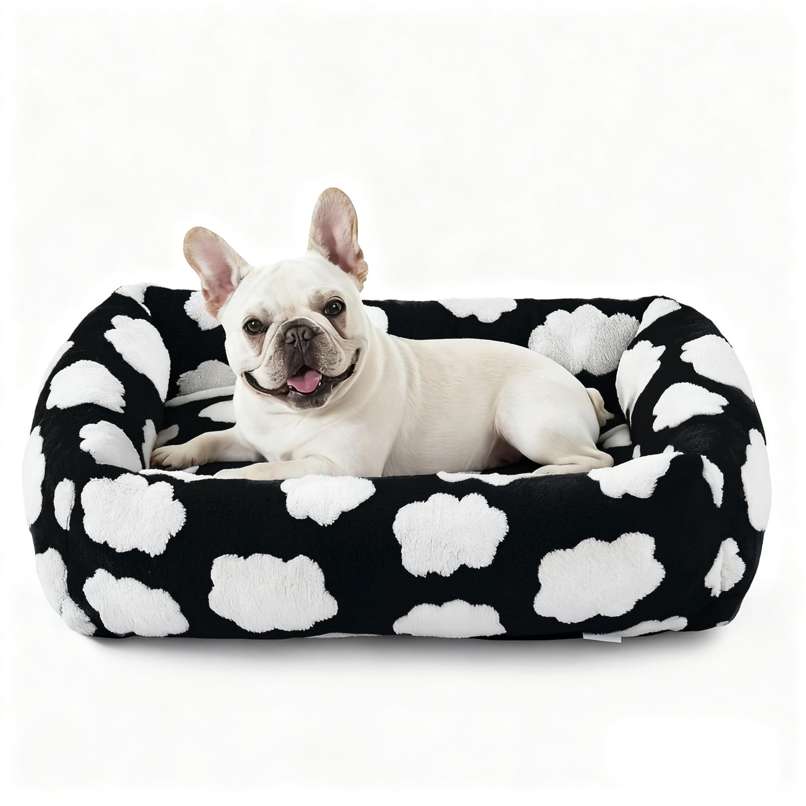 JOEJOY Cama para Perros pequeños, Cama ortopédica Rectangular Lavable con Funda de Cremallera extraíble, Bonita Cama Suave y calmante para Cachorros con Felpa lanuda Jacquard y Parte Inferior