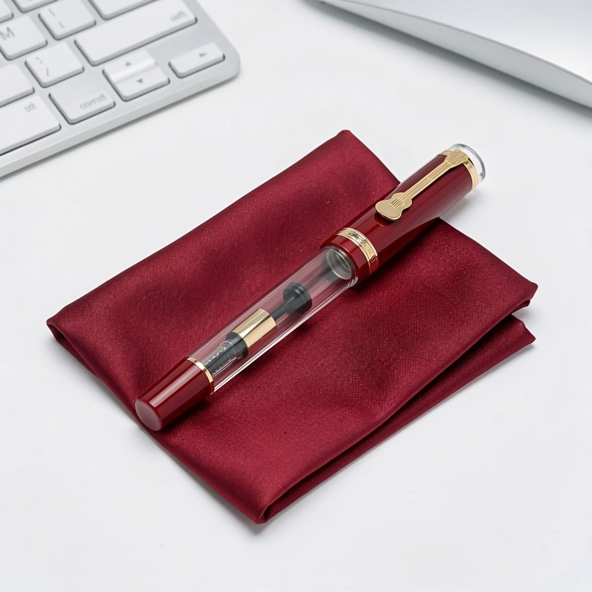 EXCEART Pluma Estilográfica Roja de Resina Recargable para Oficina y