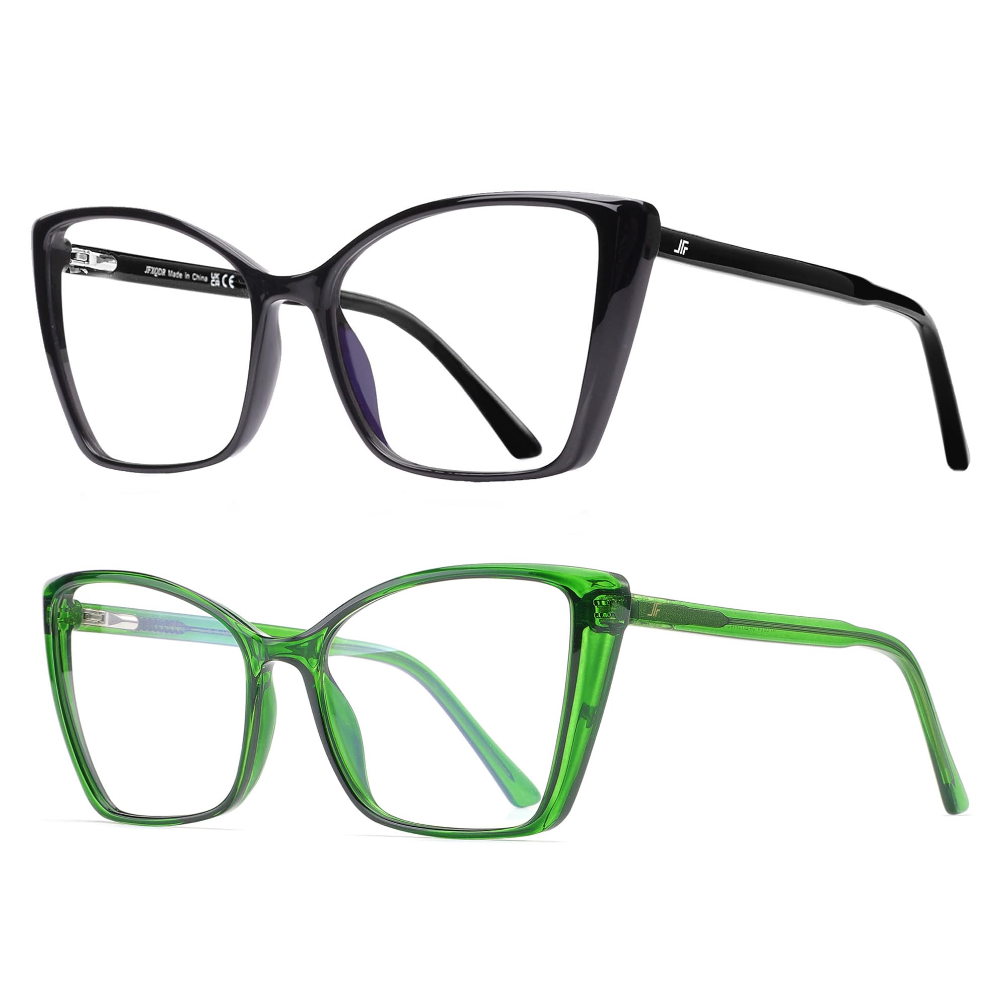JFXQDR 2 Pack Oversized Cat Eye Blue Light Blocking Glasses for Women | UV400 Protection, Anti UV Glare & Screen Fatigue, TV Phone Gaming Computer