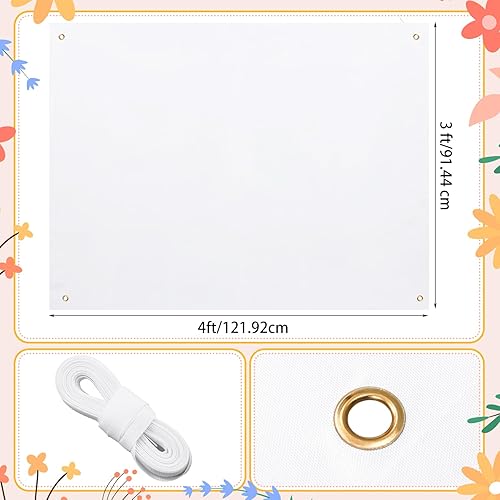 Vista 27 de Pancarta grande y letreros en blanco de poliéster, tela Oxford, pancarta con cuerda colgante para pared interior, exterior, fácil de colgar