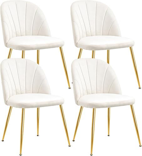 X-VOLSPORT Juego de 4 sillas de comedor de terciopelo, juego de sillas decorativas modernas para sala de estar, dormitorio, silla de tocador sin