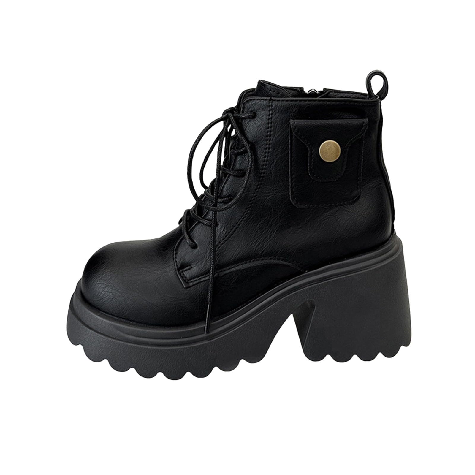 Genérico Botas de Mujer con Cordones Plataforma Botas Puntera Redonda Elegantes Zapatos Suaves y Cómodas Caminar Bota Informales Antideslizantes Botin para Otoño Invierno Trabajo Paseo y Uso Diario