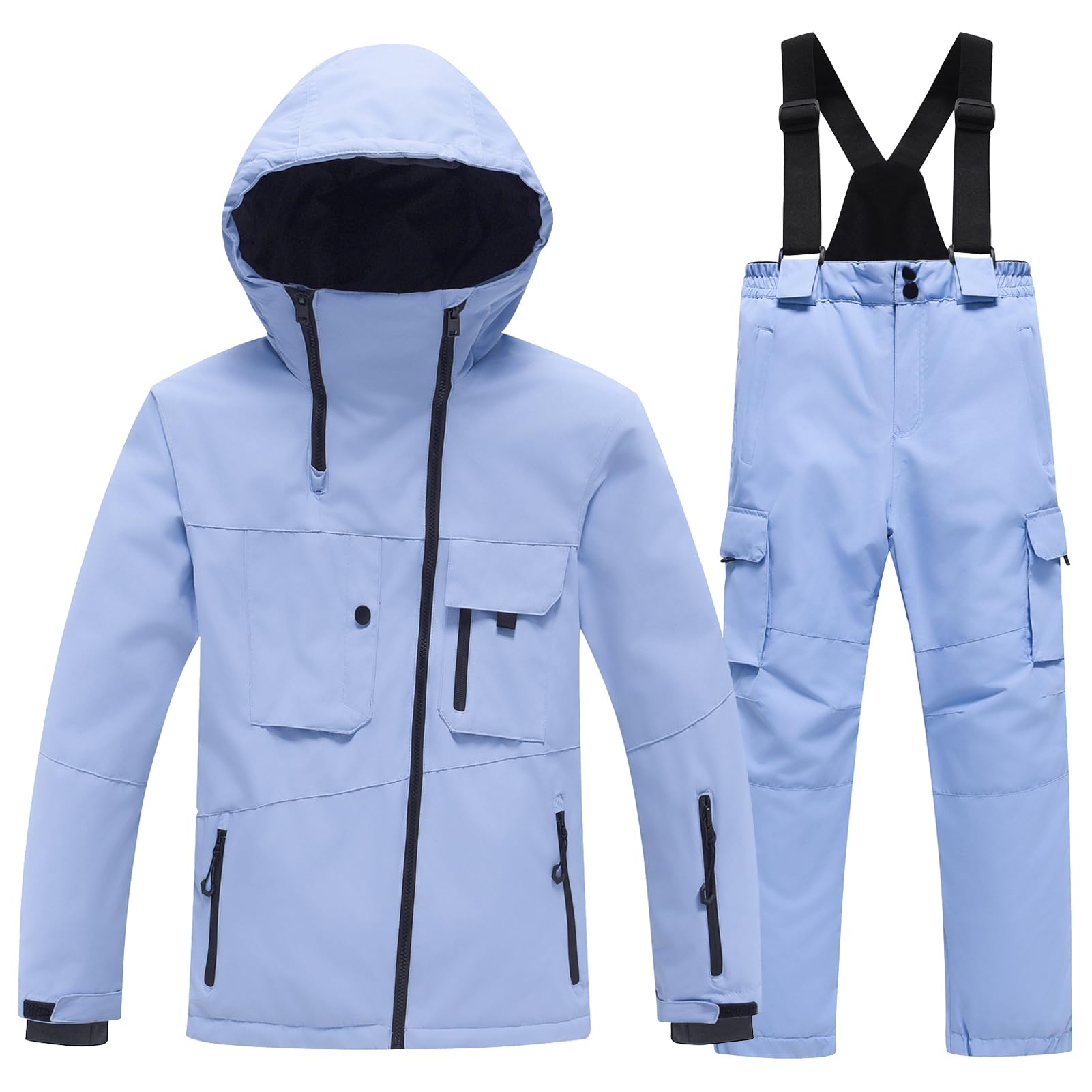 Combinaison de Ski Fille à Capuche Coupe-vent et Imperméable Combinaisons de Neige Garçon Chaude Enfan Vêtements de Ski