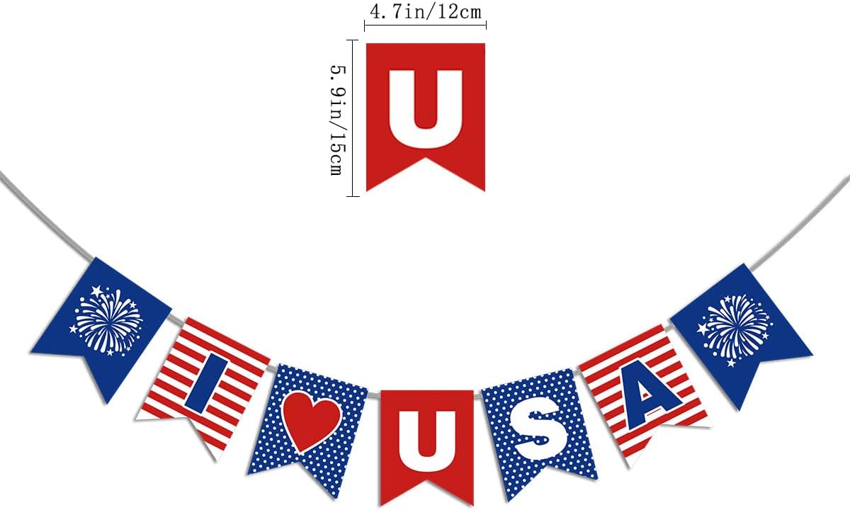 Fourth of July Decoration - 4th of July Balloons and Banner Decorations Set for Patriotic Party Supplies with I Love USA Banner, Bunting, 22 Balloons, Cake & Cupcake Toppers for USA 250th Independence