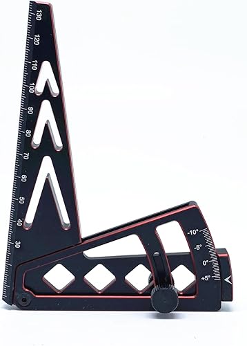 Regla de metal ajustable para llanta de coche RC de metal, herramienta de medición de altura compatible con auto RC 110 18 17 (negro-rojo)