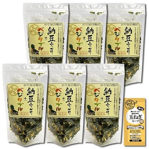 納豆ふりかけ+ベジタブル 35g×6袋まとめ買いセット 化学調味料無添加 通宝 コラーゲン玉ねぎスープ1食付き