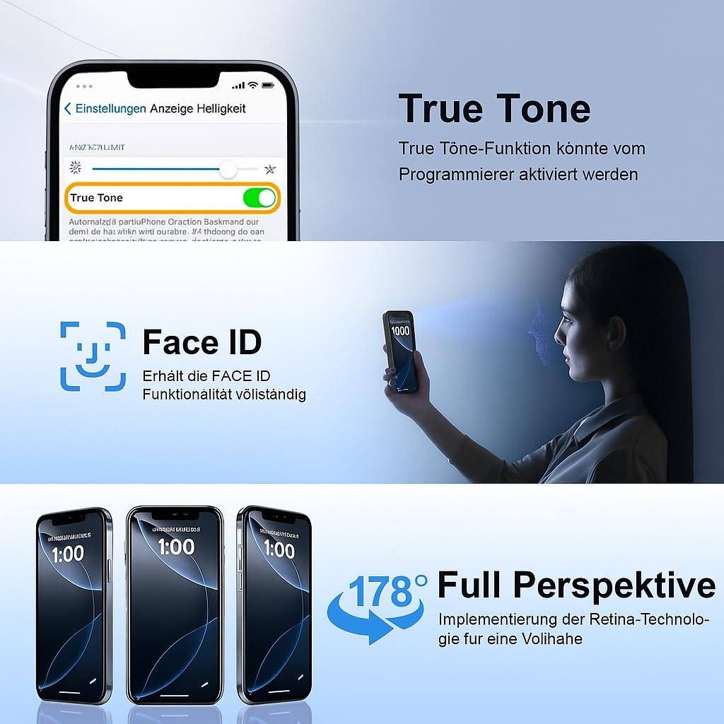 ZOETEC Soft OLED Display für iPhone 16 Pro (Nicht LCD) 6,3'' Full HD Display COF Touchscreen Digitizer Rahmen-Baugruppe mit Reparatur-Werkzeug-Sets, wasserdichter Klebstoff, gehärtetes Glas