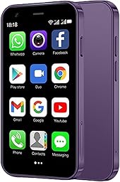 Mini Phone Unlocked 3.0" Compact Smartphone Android 9 Quad-Core Dual SIM Face ID 2GB+16GB (Up to 128GB SD) 3G 5MP+5MP Dual Cameras (Purple)