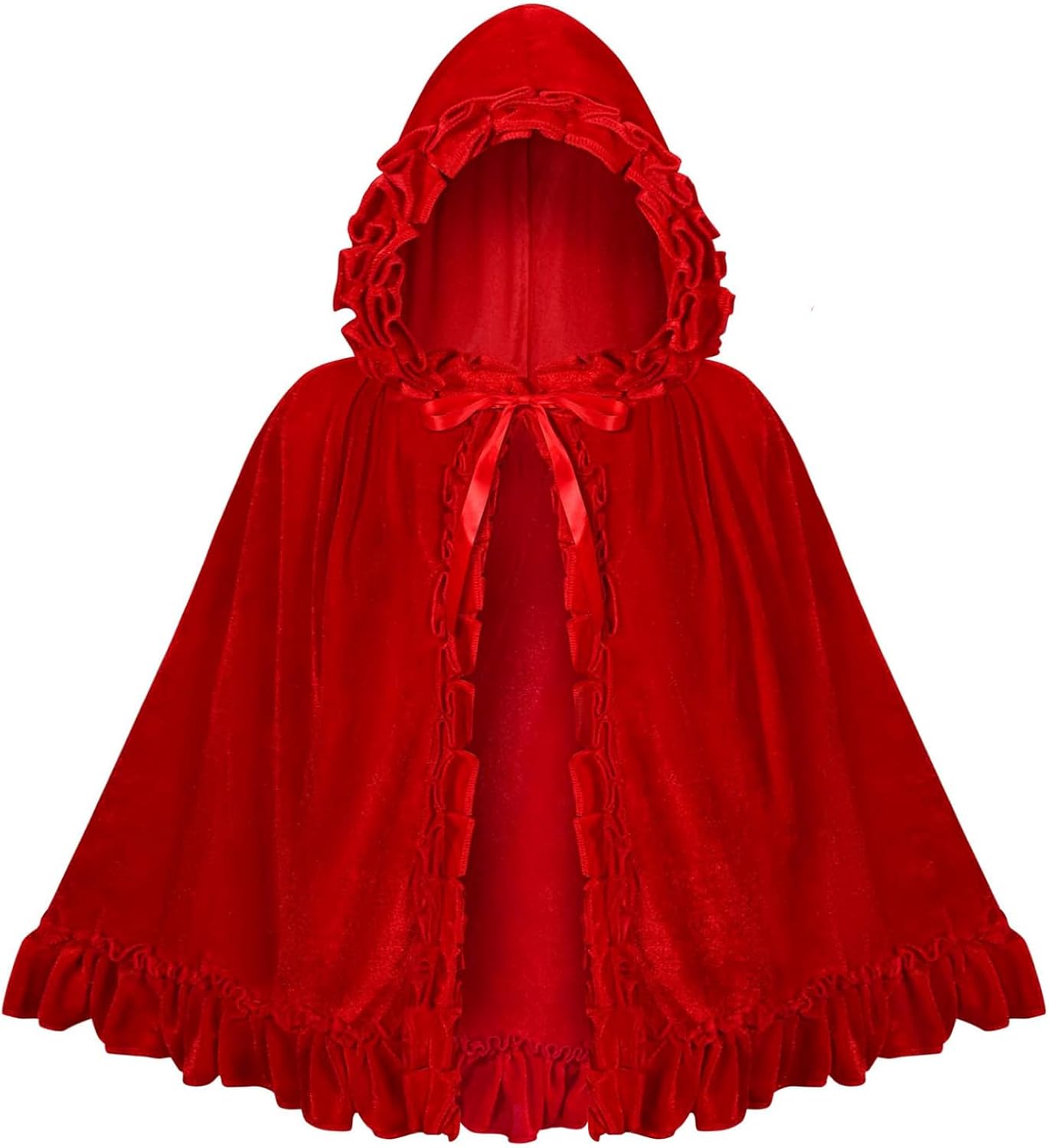 Halloween Red Hood Cape for Women Velvet Cloak for Halloween Party Cosplay