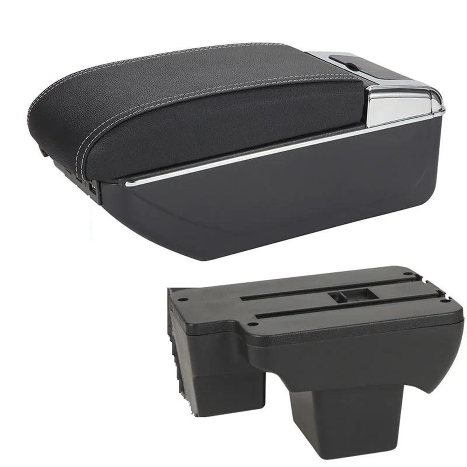 NOHEEU Center Console Armrest Storage Box Car Interior Parts Modification Accessories For Polo 2020-2024(B3 Black white 7USB)