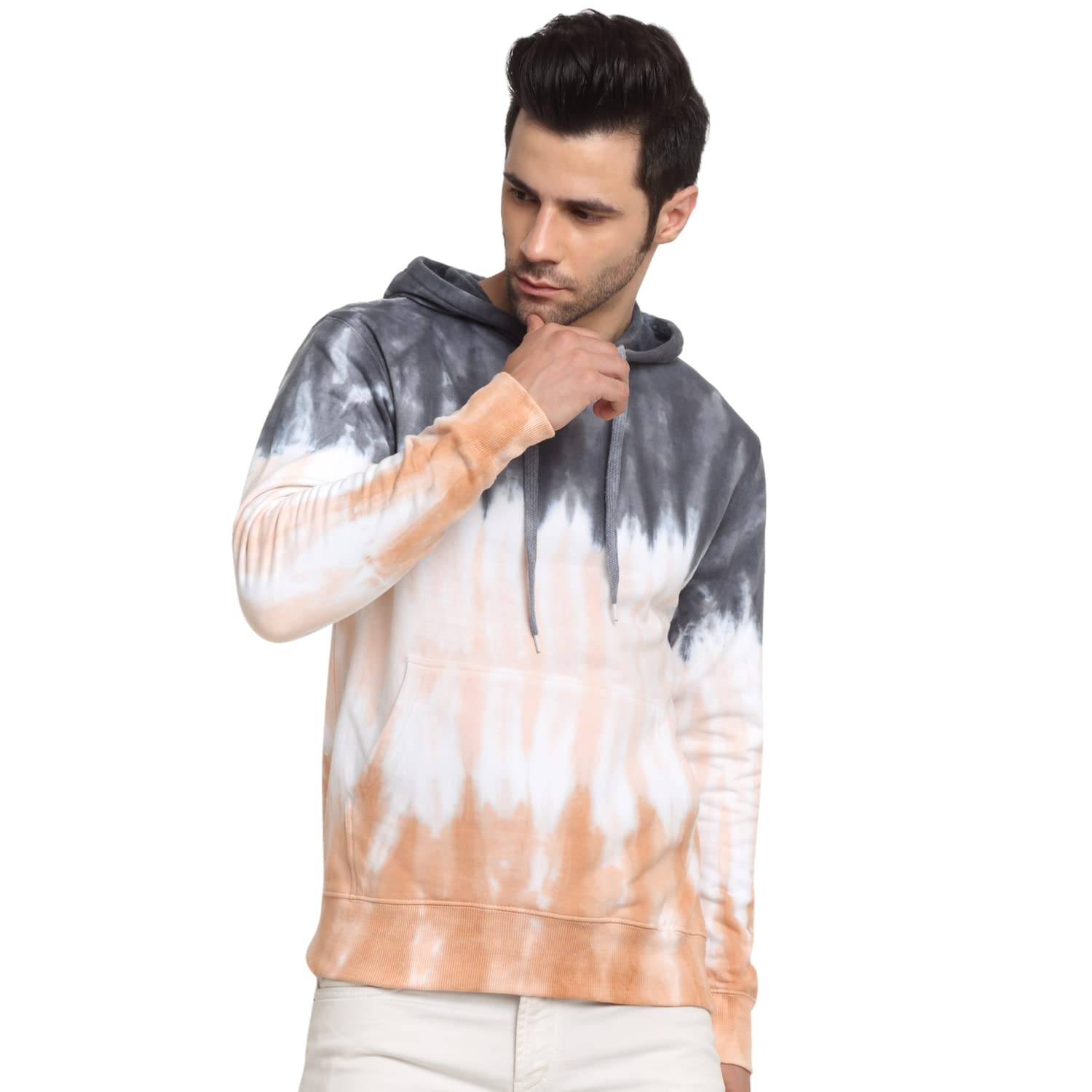 ENNOBLE Men TIE DYE Premium Full Sleeve Combed Cotton Hooded Sweatshirt Hoodie Multicolor