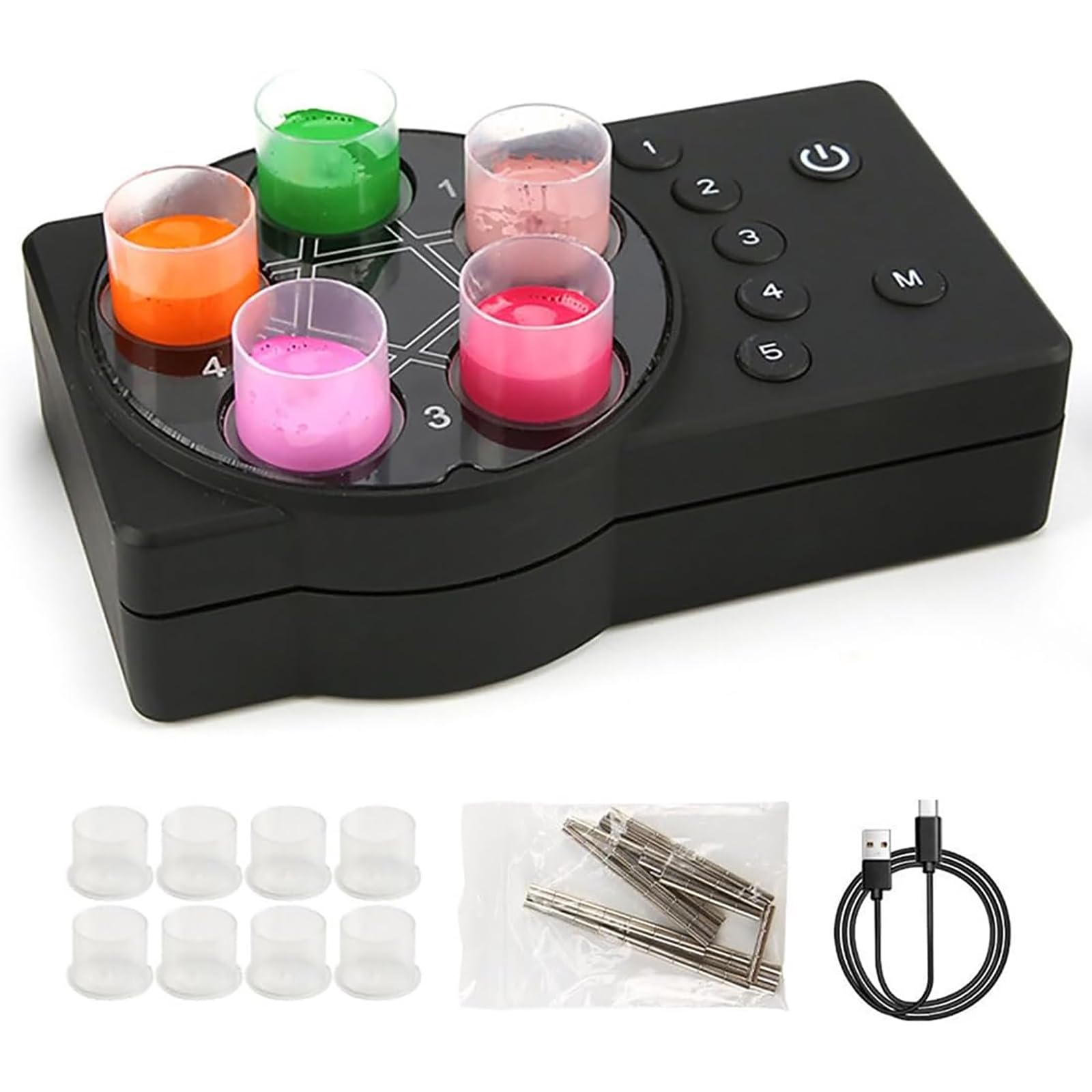 Agitatore Automatico Inchiostro, Agitatore Magnetico velocità Regolabile con 90Aste Magnetiche, 8Tazze Singole, Dimensioni: 17x20MM/5 Posizioni Agitazione/velocità Regolabile, per Miscelazione