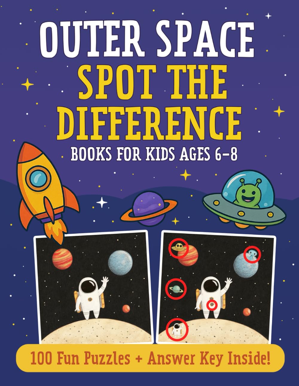 Outer Space: Spot The Difference Books for Kids Ages 6-8
