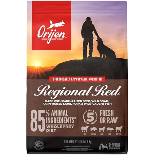ORIJEN Grain Free Poultry Free High Protein Dry Dog Food Regional Red Recipe 4.5lb Bag