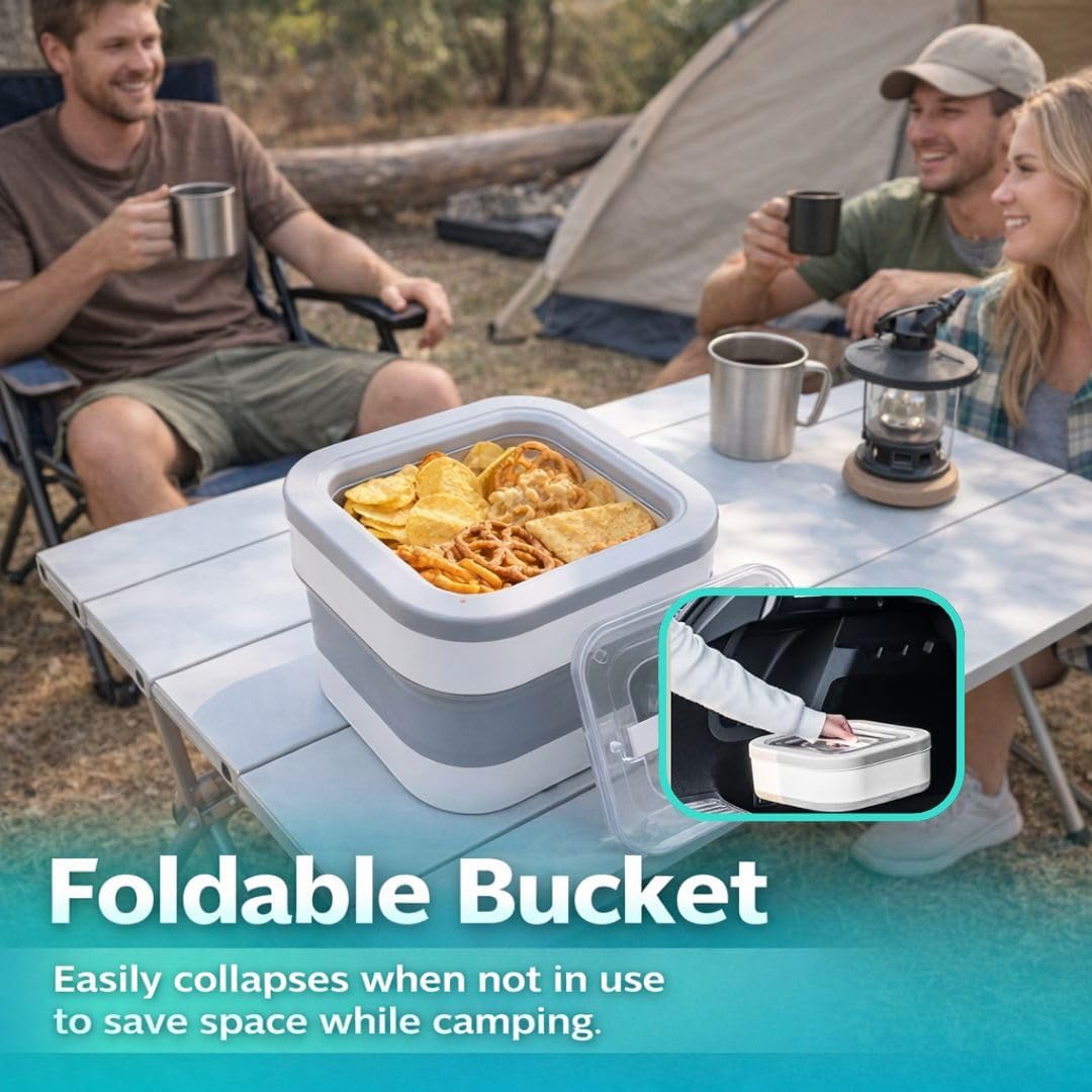 Rice Storage Container 20 lbs – Collapsible Food Storage Containers with Magnetic Airtight Lid & Measuring Cup, Pet Food Container, Foldable Ingredient Bin for Kitchen Pantry Organization