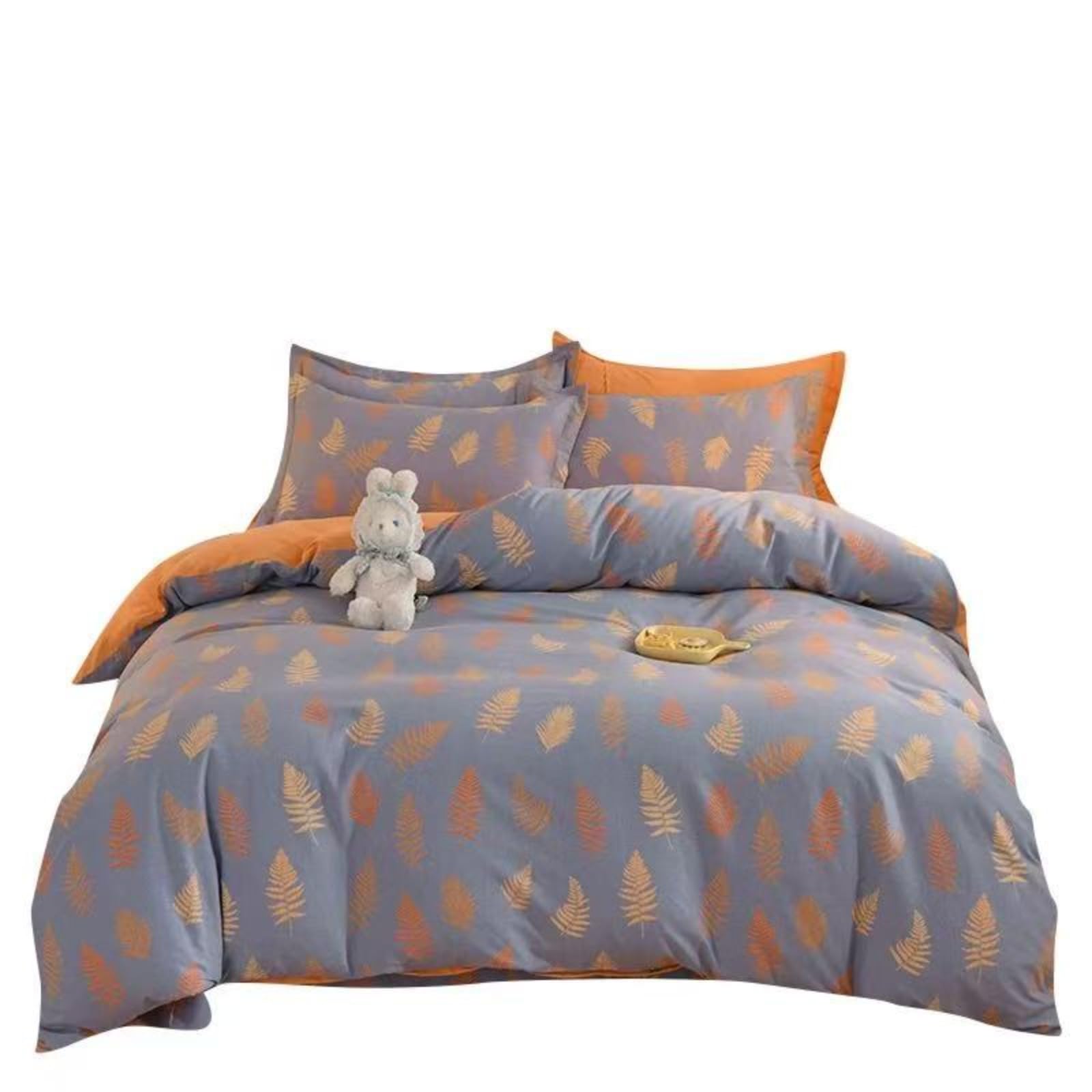 Housse de couette 200x230 en coton brossé avec drap et 2 taies d'oreiller