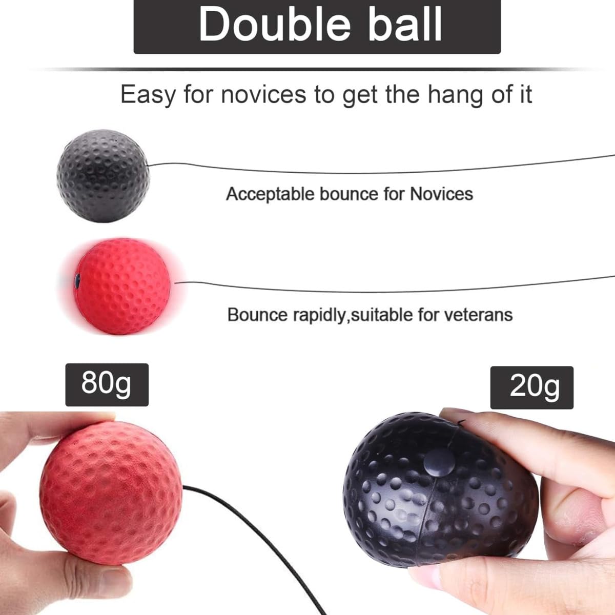 Pelota de Entrenamiento para Boxeo y Reflejos - Juego de 2 Pelotas de Reacción con Diadema Ajustable - Mejora la Velocidad, Enfoque, Coordinación Mano-Ojo y Tiempos de Reacción