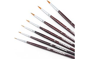 Small Detail Paint Brushes 7pcs for Model Painting Acrylic, Gouache, Oil, Tempera and Face Painting