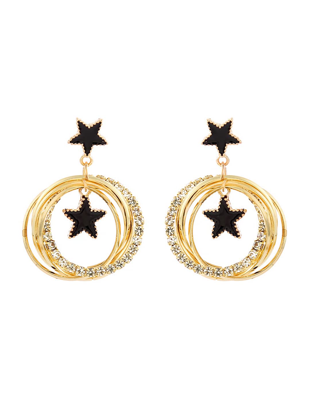 Yellow Chimes Drop Earrings for Women Black Star Shaped Gold Plated Circle Drop Earring for Women and Girls. (B0B1VF191R) Amazon Price History, Amazon Price Tracker