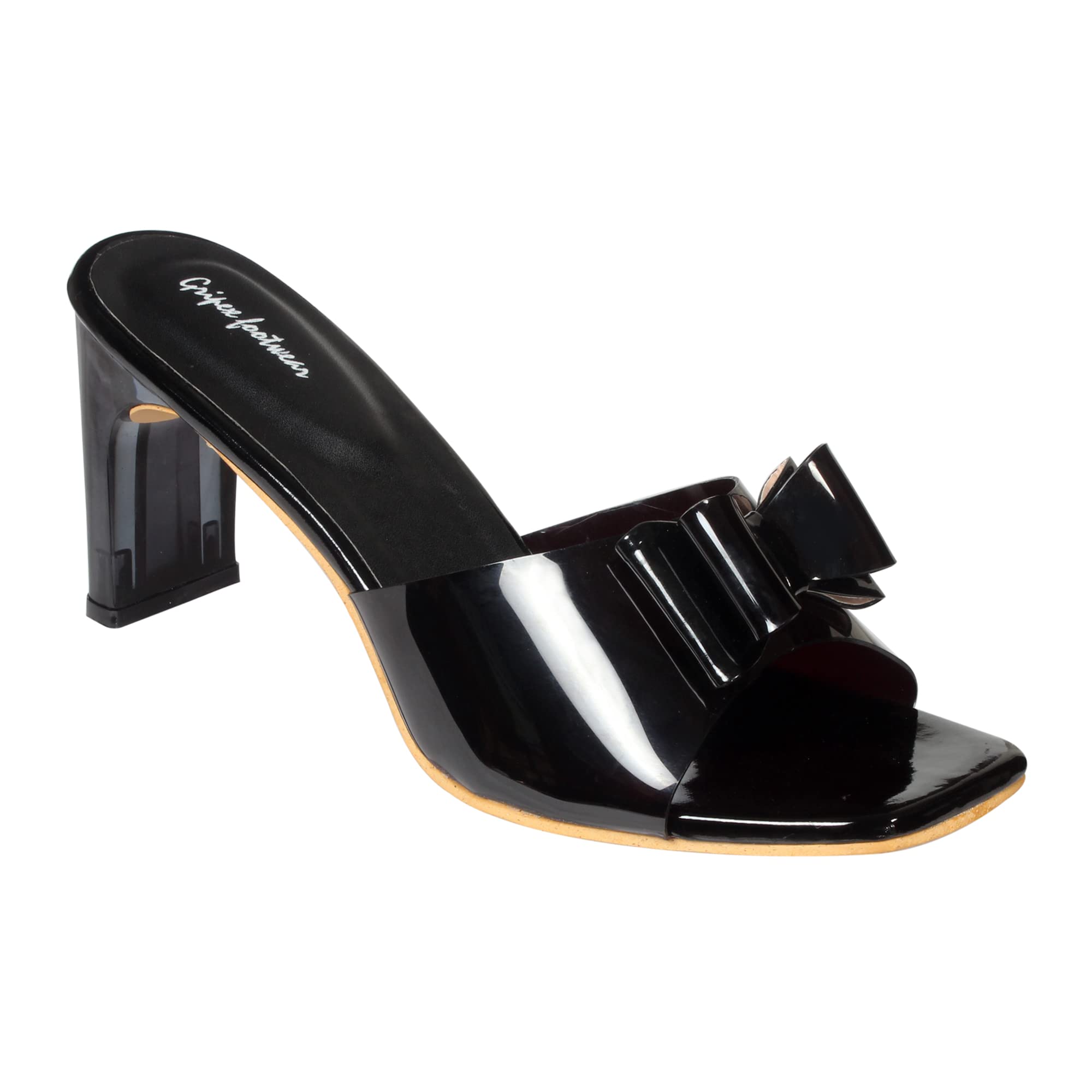 Stepee Girls Stylish Fashion Sandal For Women 2 Inch Transparent (Clear) Block Heel Sandals (BLACK, numeric_8) (B0B854WB4S) Amazon Price History, Amazon Price Tracker