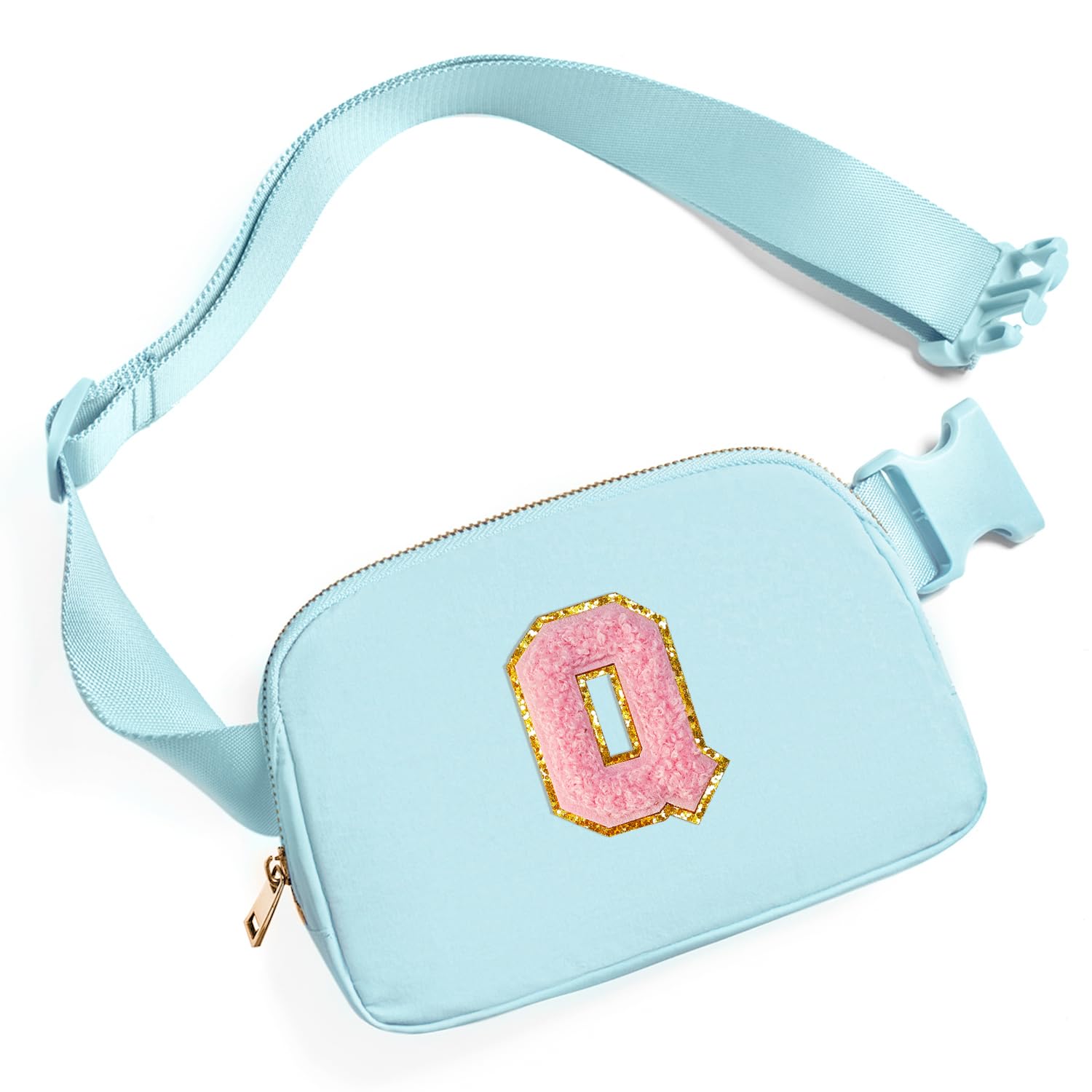 Gitus Gifts for 7 8 9 10 11 Year Old Girls Belt Bag Fanny Pack Crossbody Bags with Initial Letter Patch Birthday Gifts for Daughter Sister Friends Teen girls (Icing Blue-Q)
