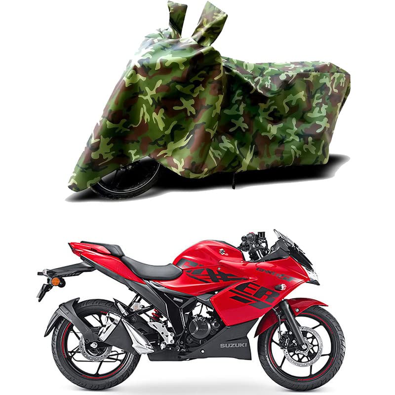 Image of 100% Water Resistant Bike Scooty Two Wheeler Body Cover Compatible for Suzuki Gixxer SF 250 BS6 /UV-Rays /Heat Protection /Birds Dropping /Scratchproof /Dust Proof /Waterproof /All [Green MJ]