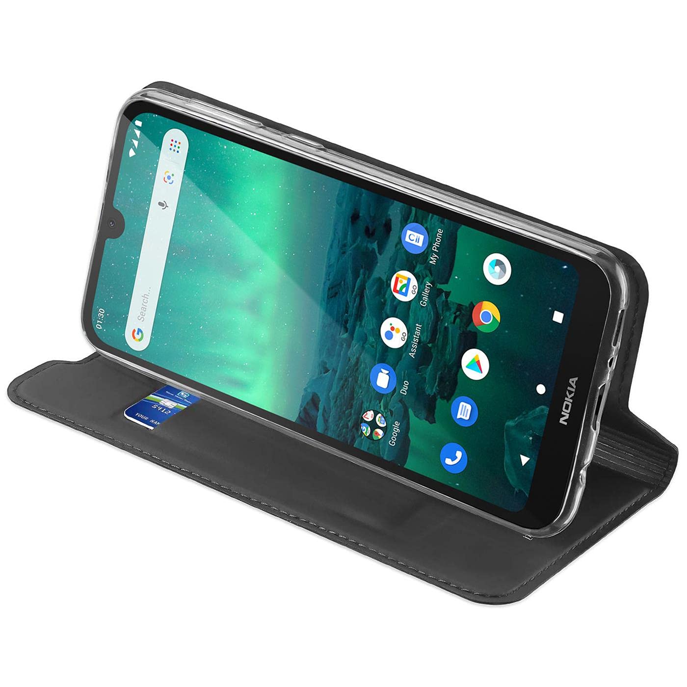 Verco Case compatible with Nokia 1.3, Flip Wallet Cover with Magnetic Closure for Nokia 1.3 Phone Case - black - Image 3