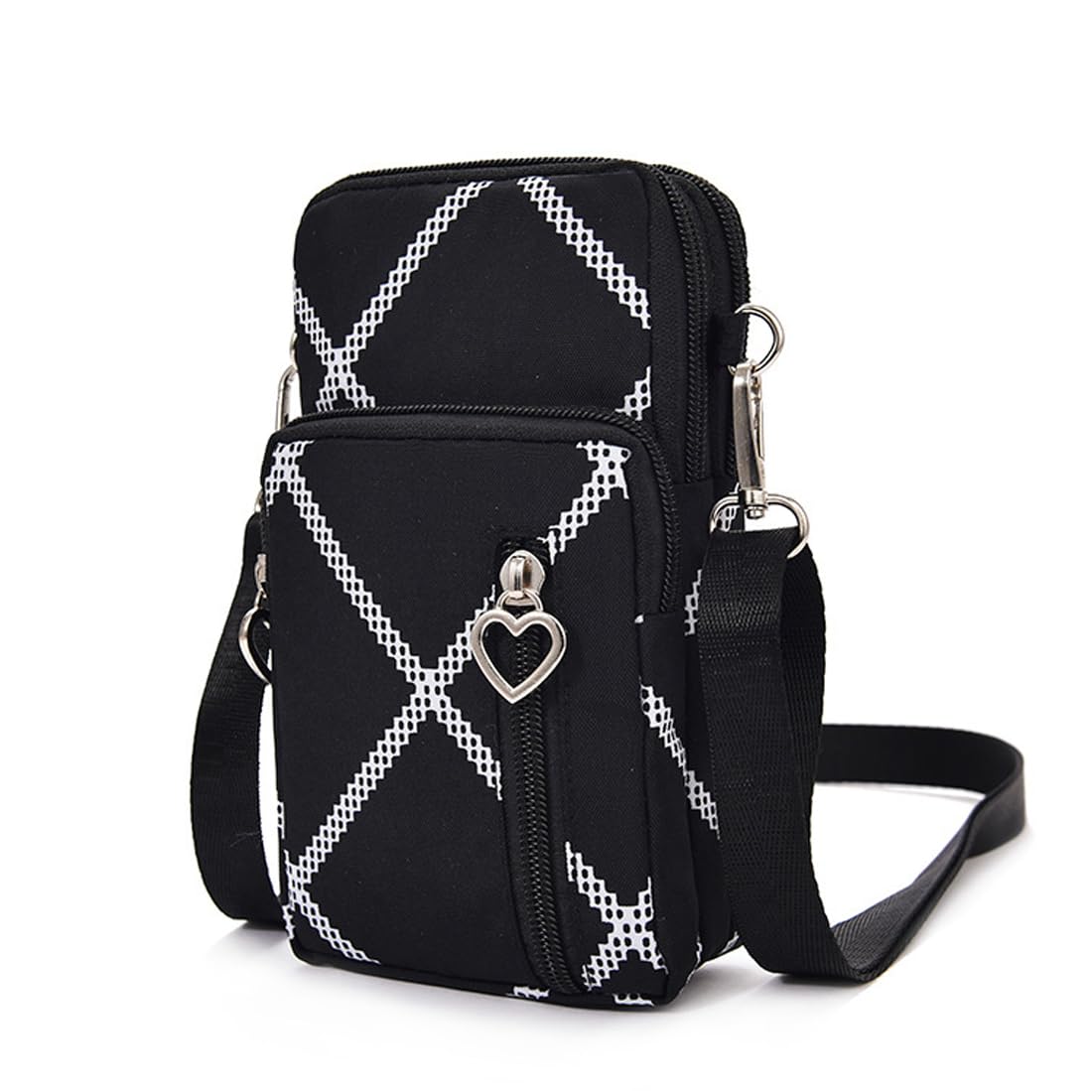 Sac De Téléphone Portable à Écran Tactile Pour Femmes Petit à Portefeuille En Cuir Pu Noir Noir